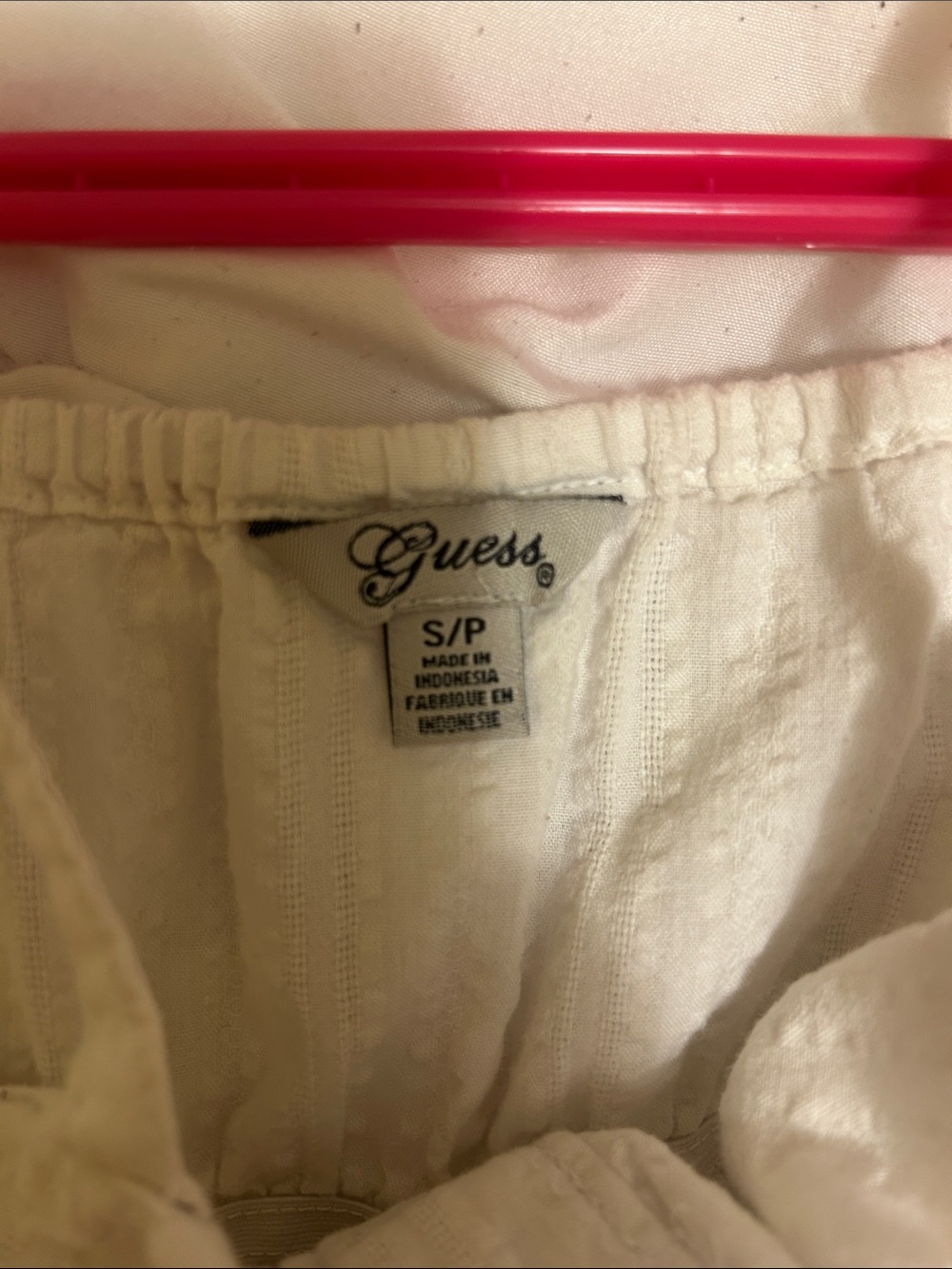 Guess White Elastic-Waist Cotton Top